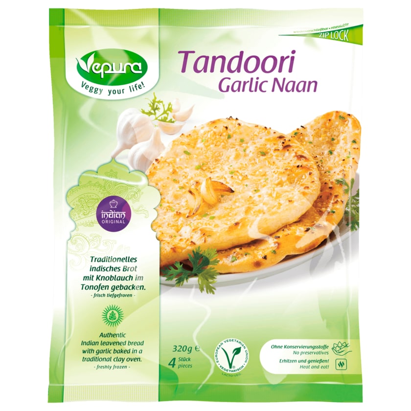 Vepura Tandoori Naan Garlic Vegetarisch 320g